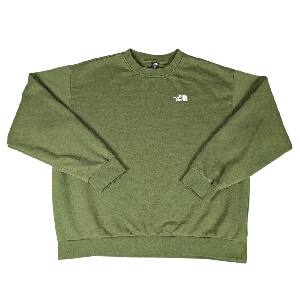 The North Face Sweatshirt Mens Medium Olive Green Circular Design Excellent